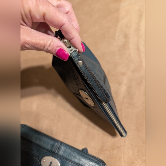 Vintage Fossil Maddox leather satchel w/Matching Color Clutch&Wristlet (3pc Set) - Picture 3 of 16